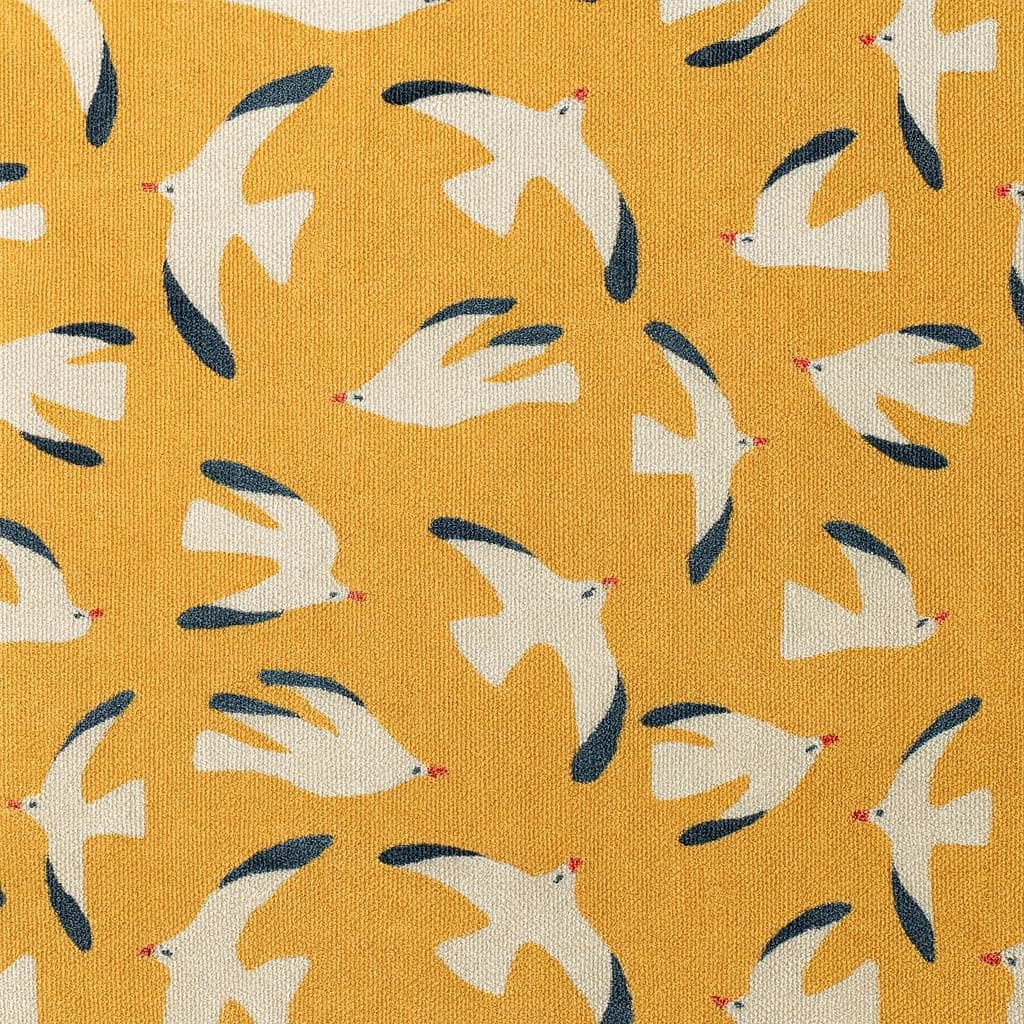 Organic Cotton Kids Curtains: Mustard Seagull Print, Custom Size — image 6
