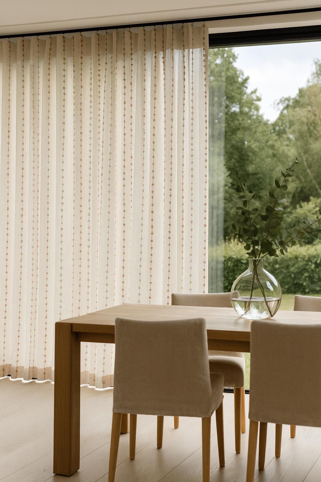 Linen Sheer Curtains: Ivory with Blush Pink & Sage Dot Embroidery — image 8
