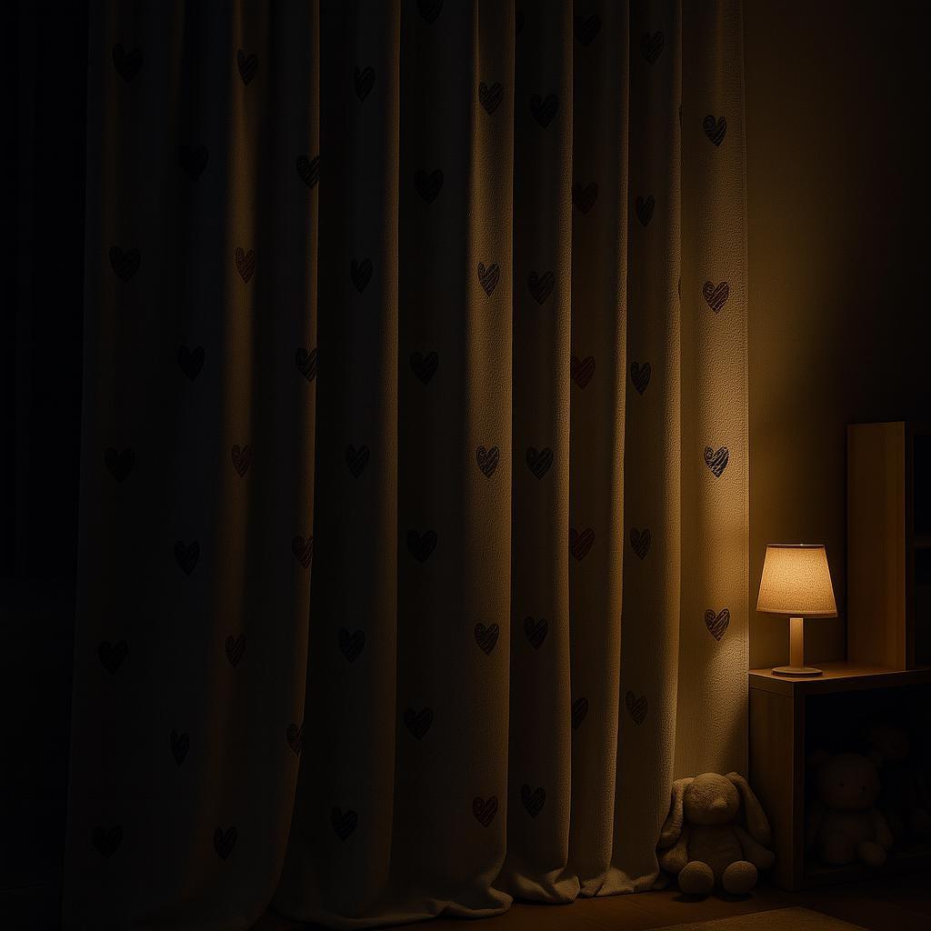 Nursery Curtains: Embroidered Hearts on White Linen - Blackout Option — image 7