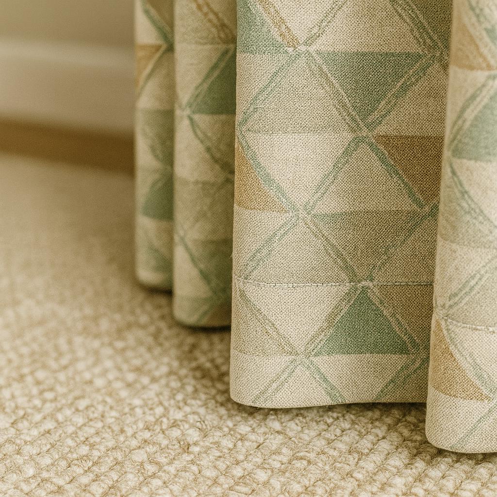 Linen Blackout Curtains - Sage, Sand & Taupe Triangles on Ivory — image 7