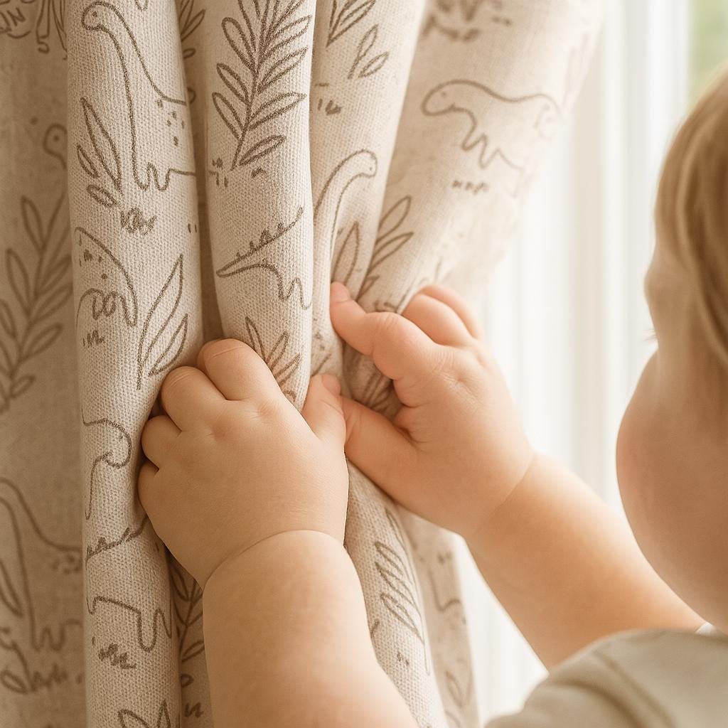 Kids Dinosaur Curtains: Linen with Blackout or Organic Cotton Liner - Custom Size — image 1