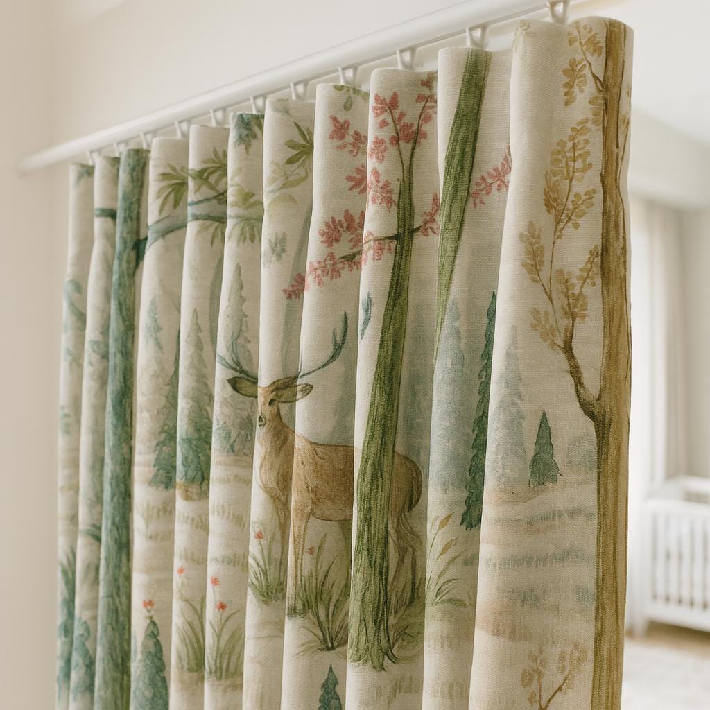 Woodland Deer Curtains: Organic Linen Blackout Nursery Drapes — image 3