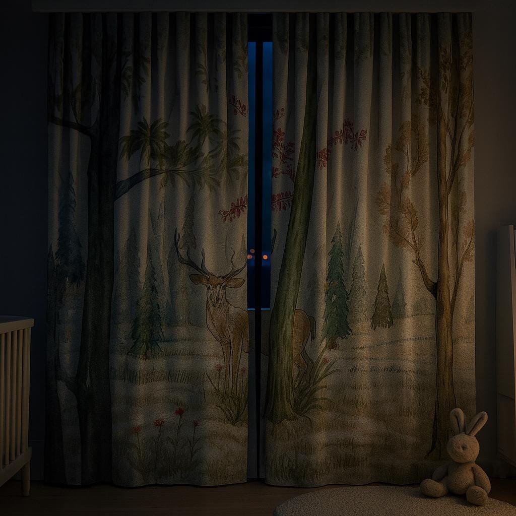 Woodland Deer Curtains: Organic Linen Blackout Nursery Drapes — image 5