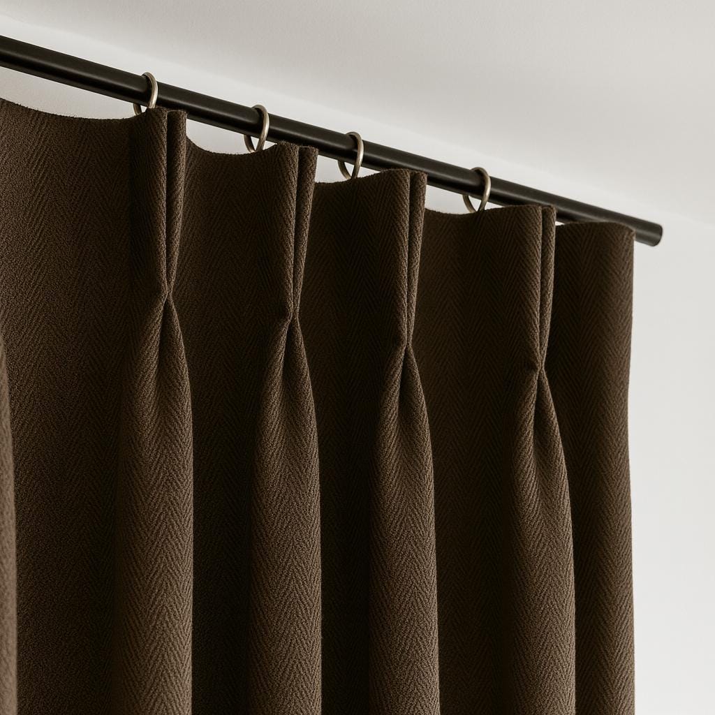 Linen Pinch Pleat Curtains, Deep Espresso Brown (Blackout or Light-Filtering) — image 1
