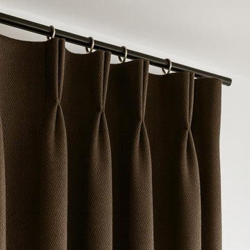 Linen Pinch Pleat Curtains, Deep Espresso Brown (Blackout or Light-Filtering) — image 1