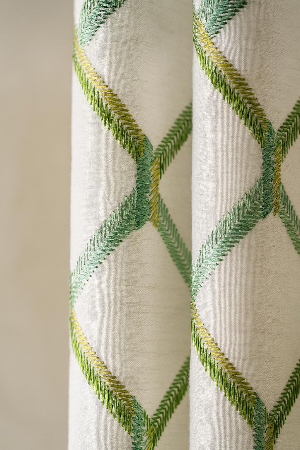 Linen Blackout Curtains: Organic Fabric with Embroidered Trellis (Custom Fit) — image 5