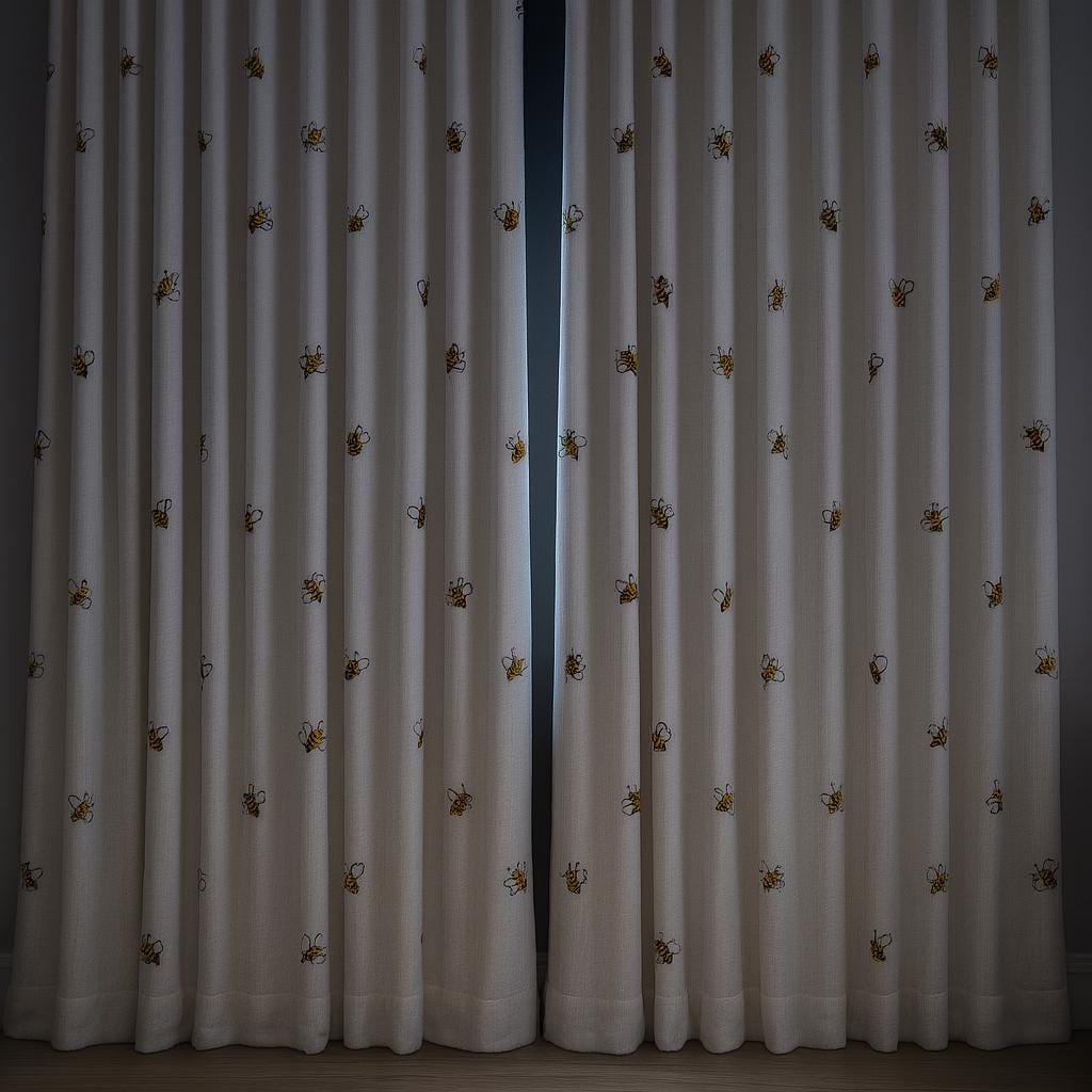 Nursery Curtains: Organic Linen with Cheerful Bee Embroidery (Custom Sizes) — image 6