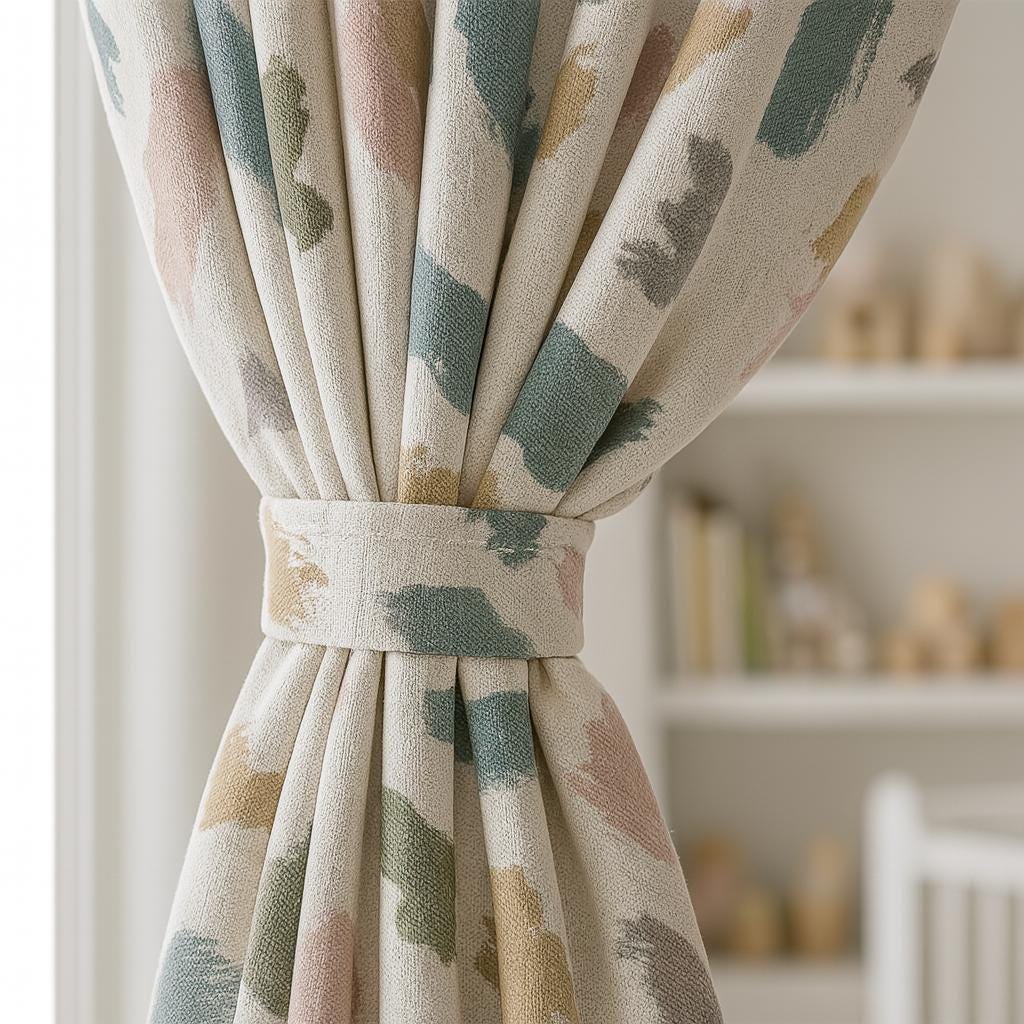 Organic Linen Curtains: Painted Brushstroke Design (Blackout or Cotton Lined) — image 3