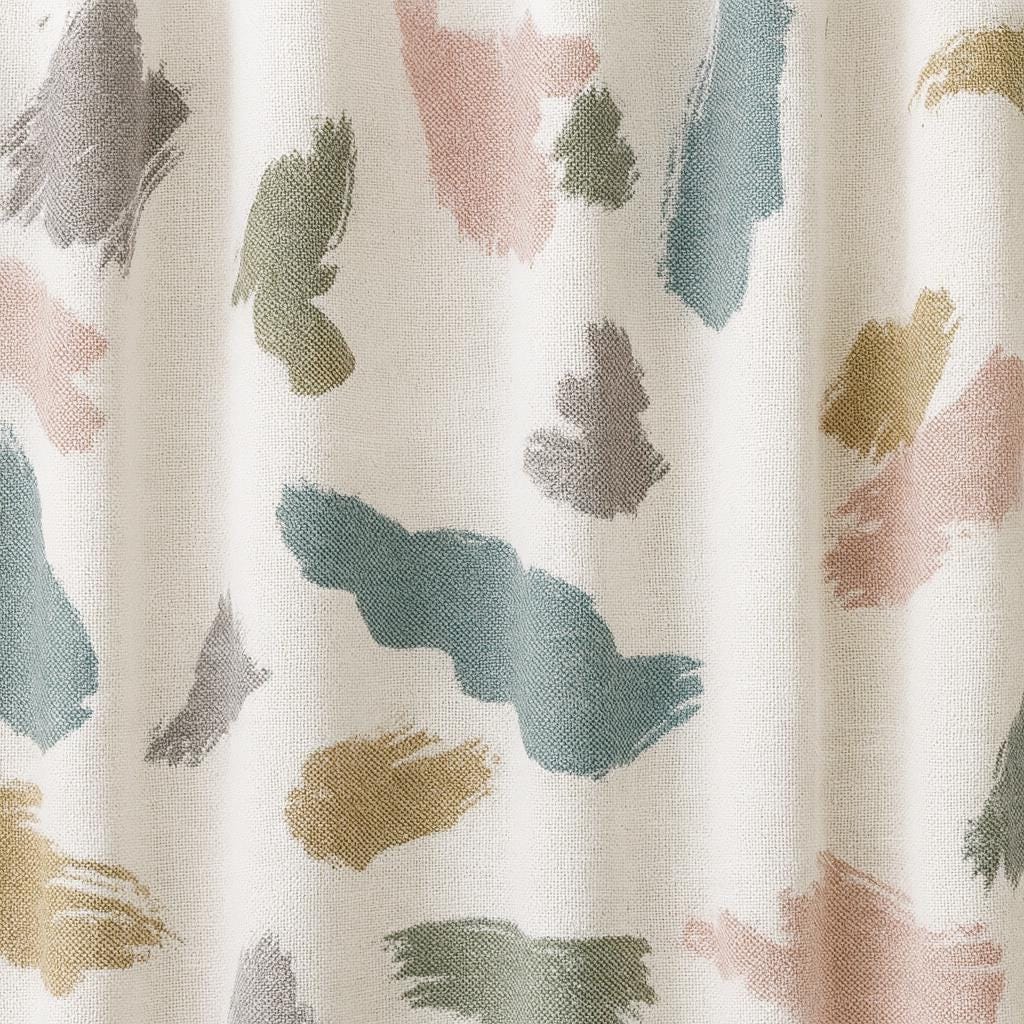 Organic Linen Curtains: Painted Brushstroke Design (Blackout or Cotton Lined) — image 8