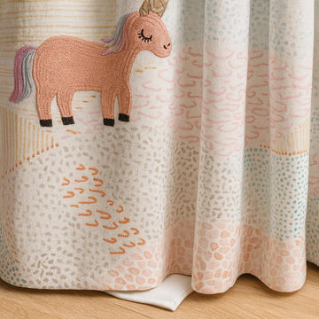 Unicorn Linen Curtains, Embroidered Blackout (Custom Sizes Available) — image 1