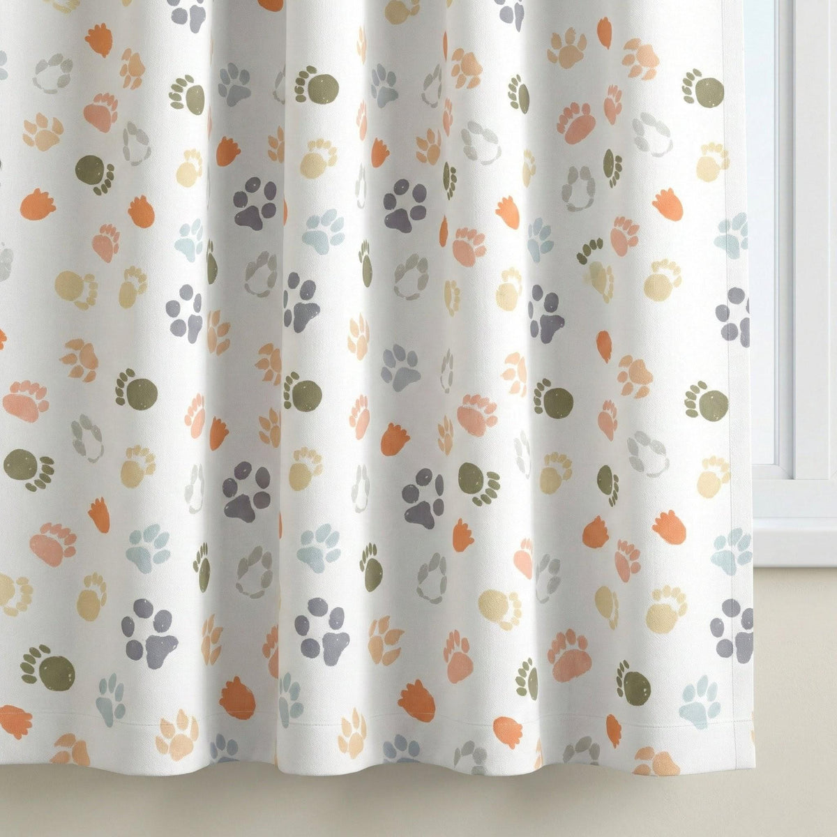 Paw Print Linen Curtains, Kids Nursery Decor, Pet Theme — image 10