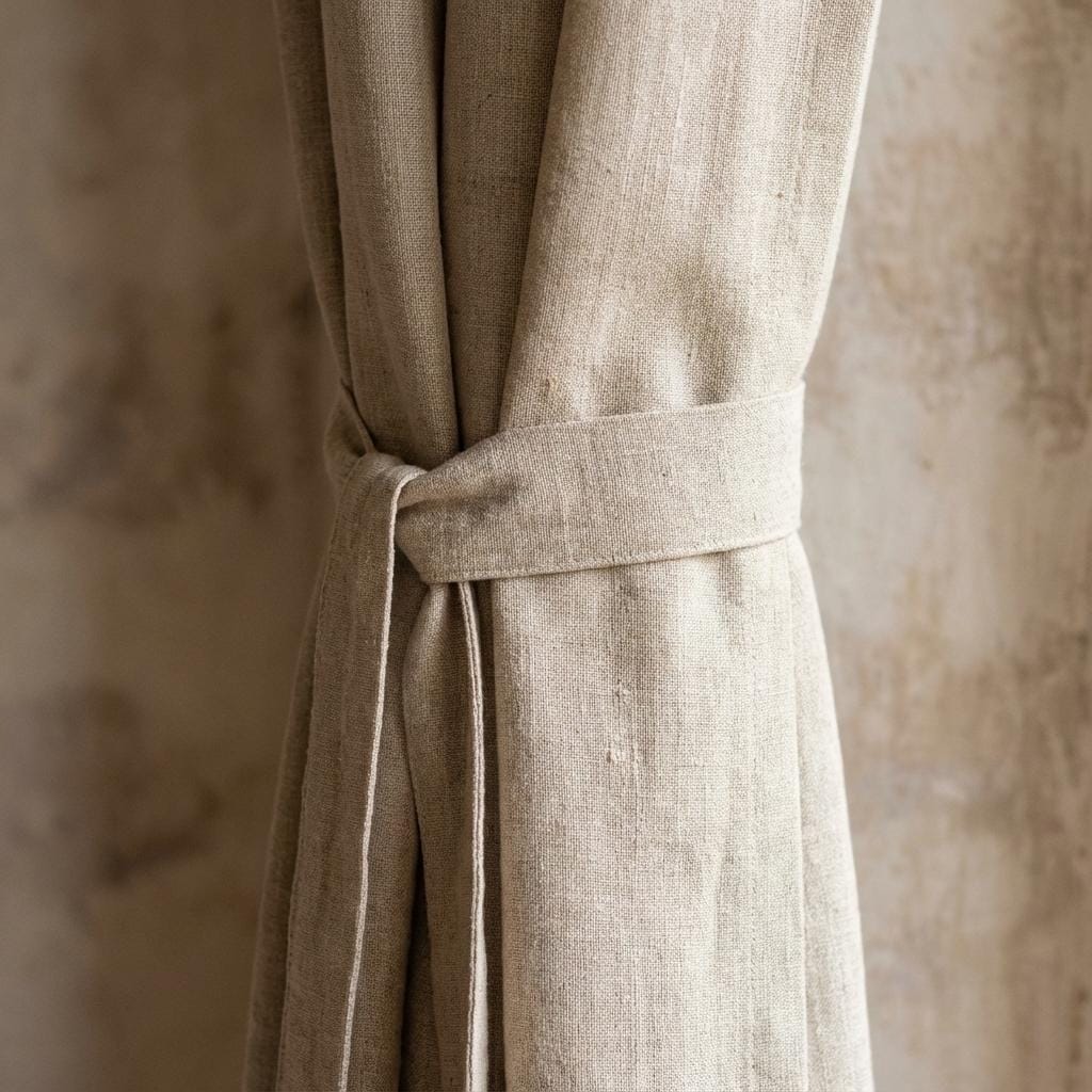 Blackout Linen Curtains: Organic Fabric, Warm Oatmeal Beige - Custom Sizes — image 1