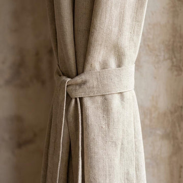 Blackout Linen Curtains: Organic Fabric, Warm Oatmeal Beige - Custom Sizes — image 1
