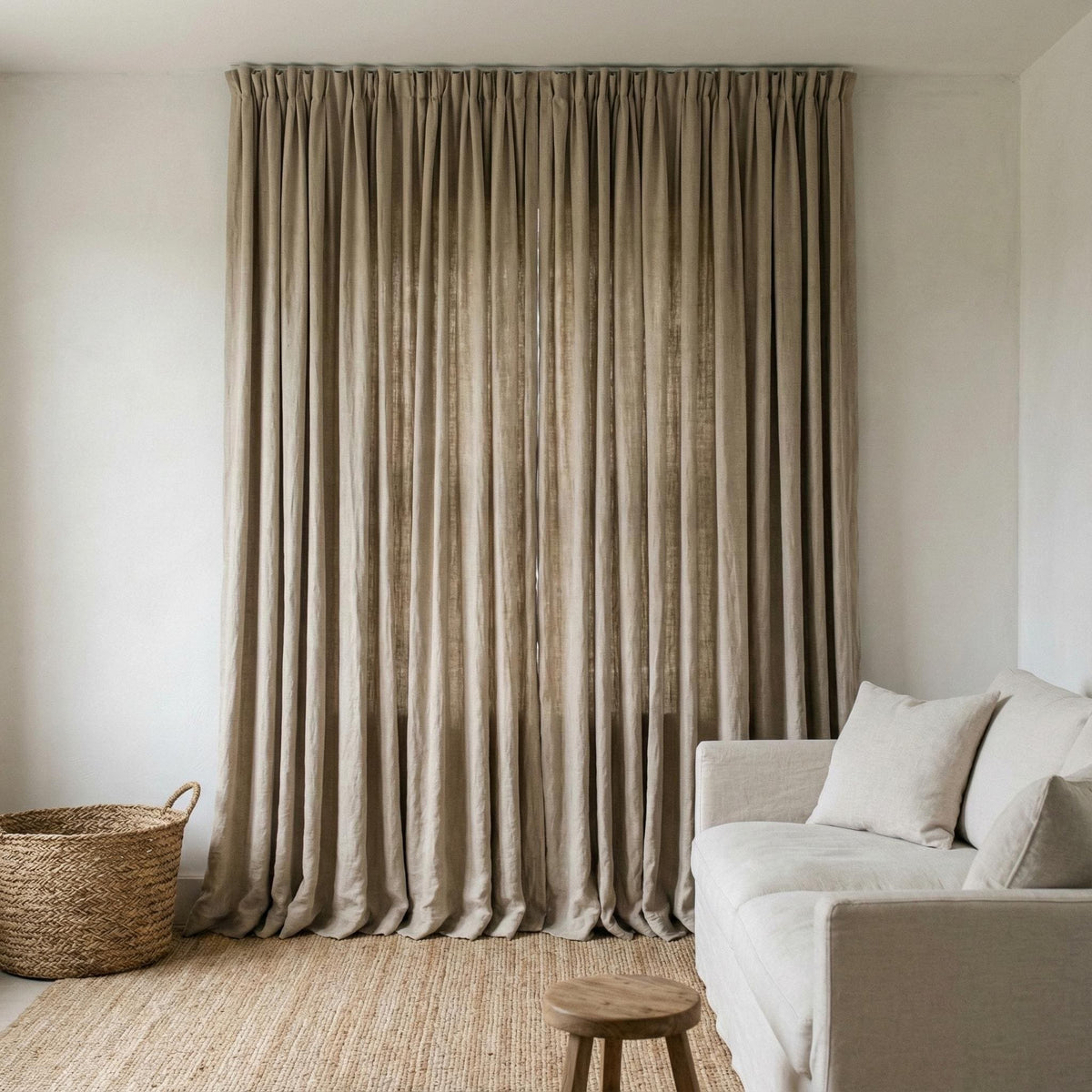 Blackout Linen Curtains: Organic Fabric, Warm Oatmeal Beige - Custom Sizes — image 4