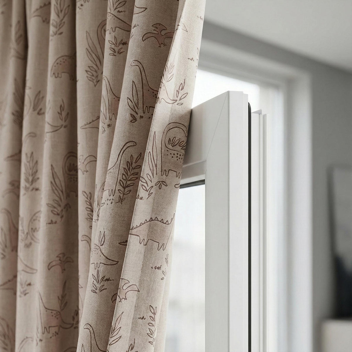 Blush Linen Dinosaur Curtains: Kids Blackout or Light-Filtering Drapes — image 4
