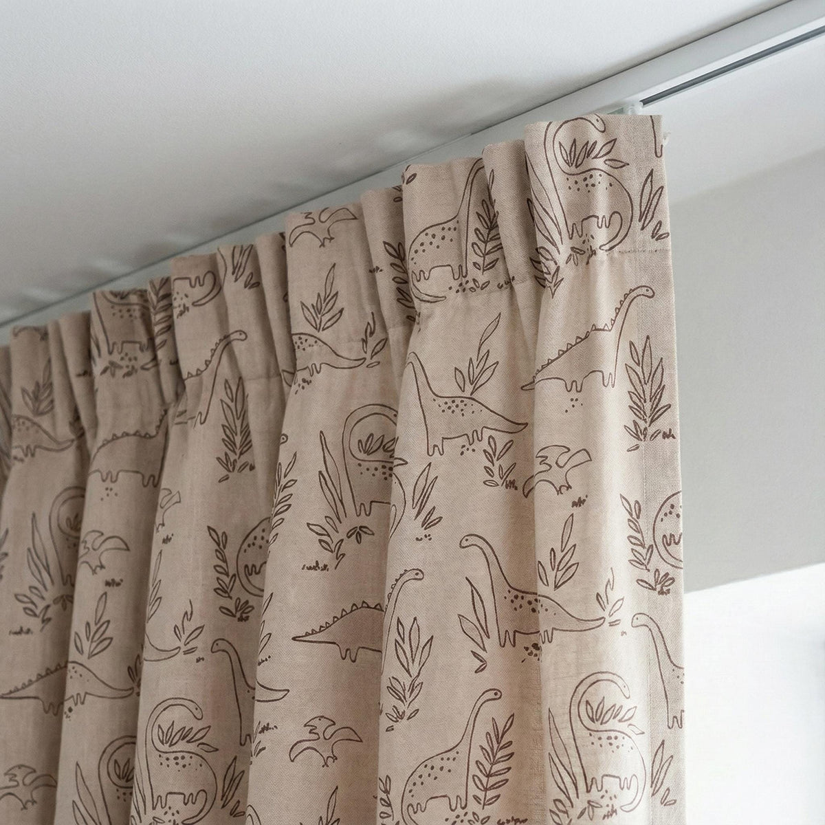 Blush Linen Dinosaur Curtains: Kids Blackout or Light-Filtering Drapes — image 3