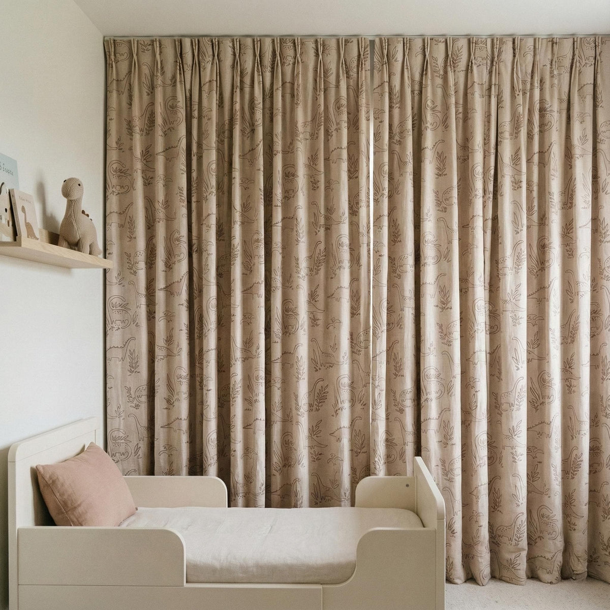 Blush Linen Dinosaur Curtains: Kids Blackout or Light-Filtering Drapes — image 5