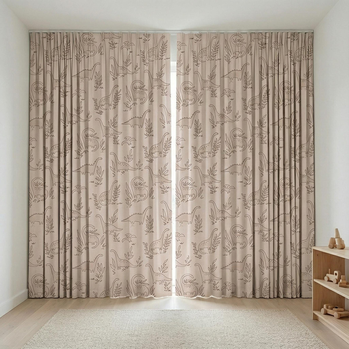 Blush Linen Dinosaur Curtains: Kids Blackout or Light-Filtering Drapes — image 7