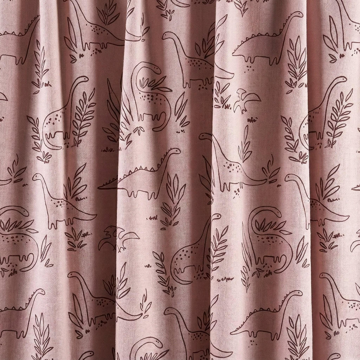 Blush Pink Dinosaur Linen Curtains, Playful Cocoa Brown (Blackout or Cotton) — image 9