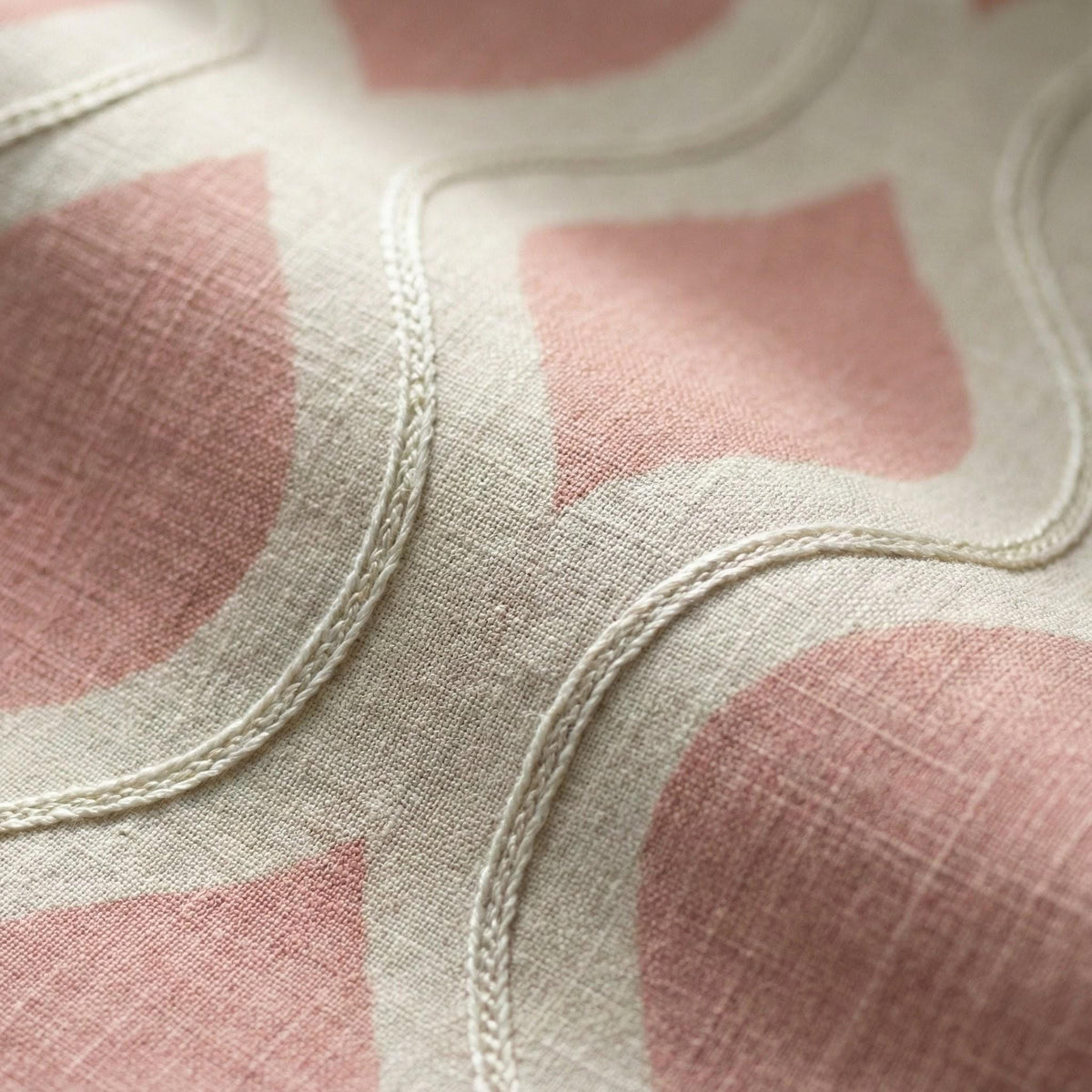 Blush Pink Linen Curtains: Embroidered Ogee Pattern, Light Filtering — image 5