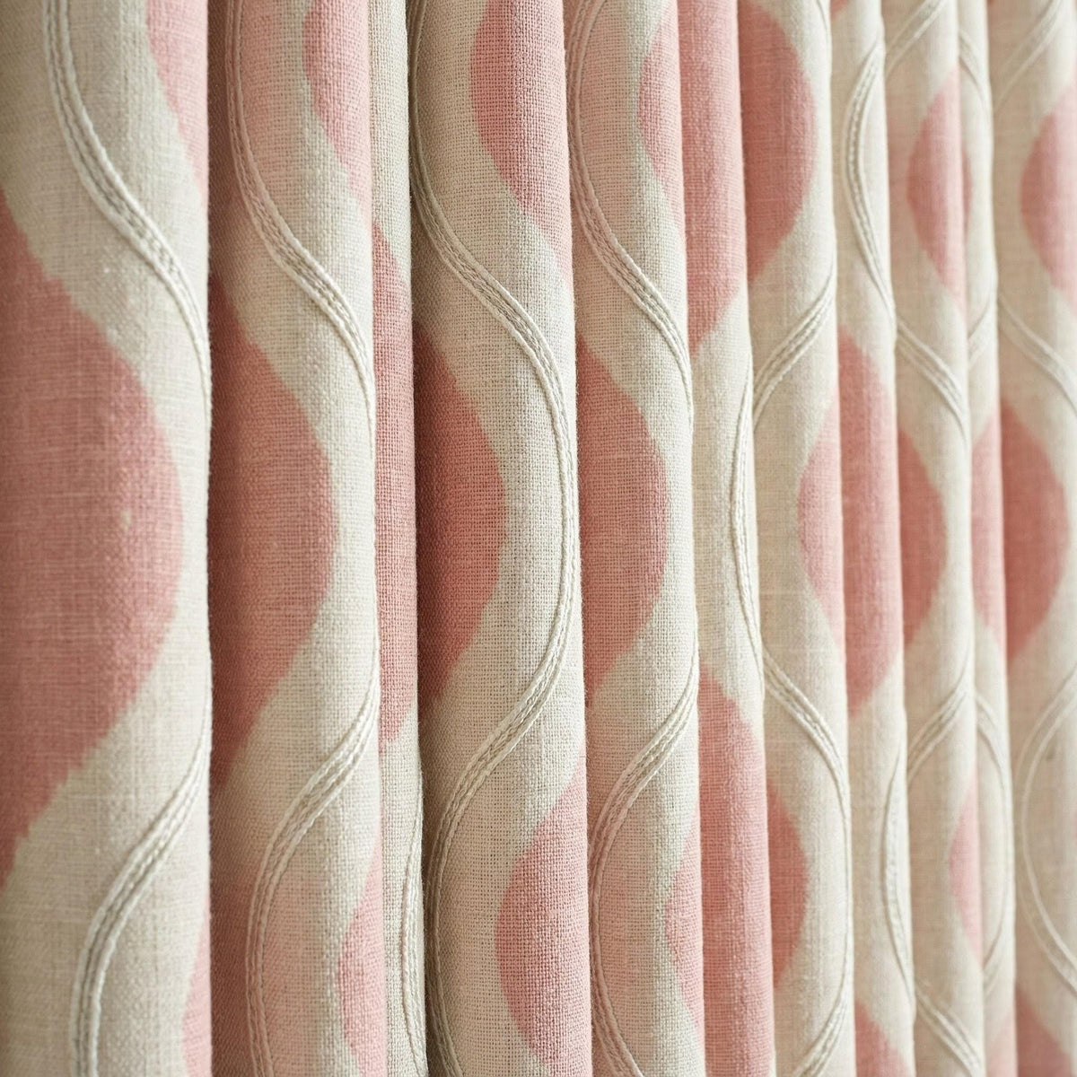 Blush Pink Linen Curtains: Embroidered Ogee Pattern, Light Filtering — image 8