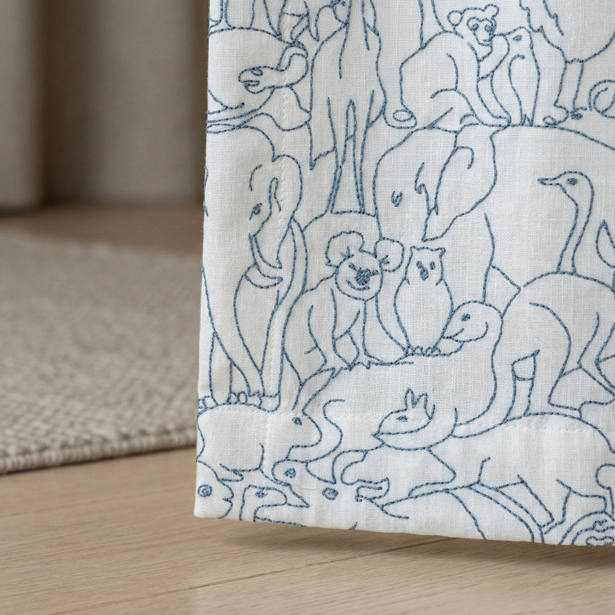 Embroidered Zoo Animal Curtains: Organic Linen Blackout Panels — image 3