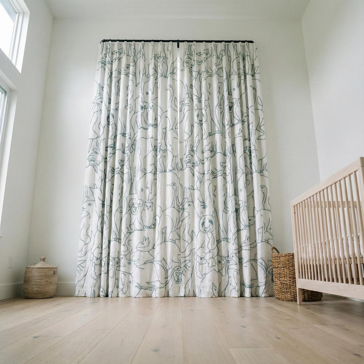 Embroidered Zoo Animal Curtains: Organic Linen Blackout Panels — image 7