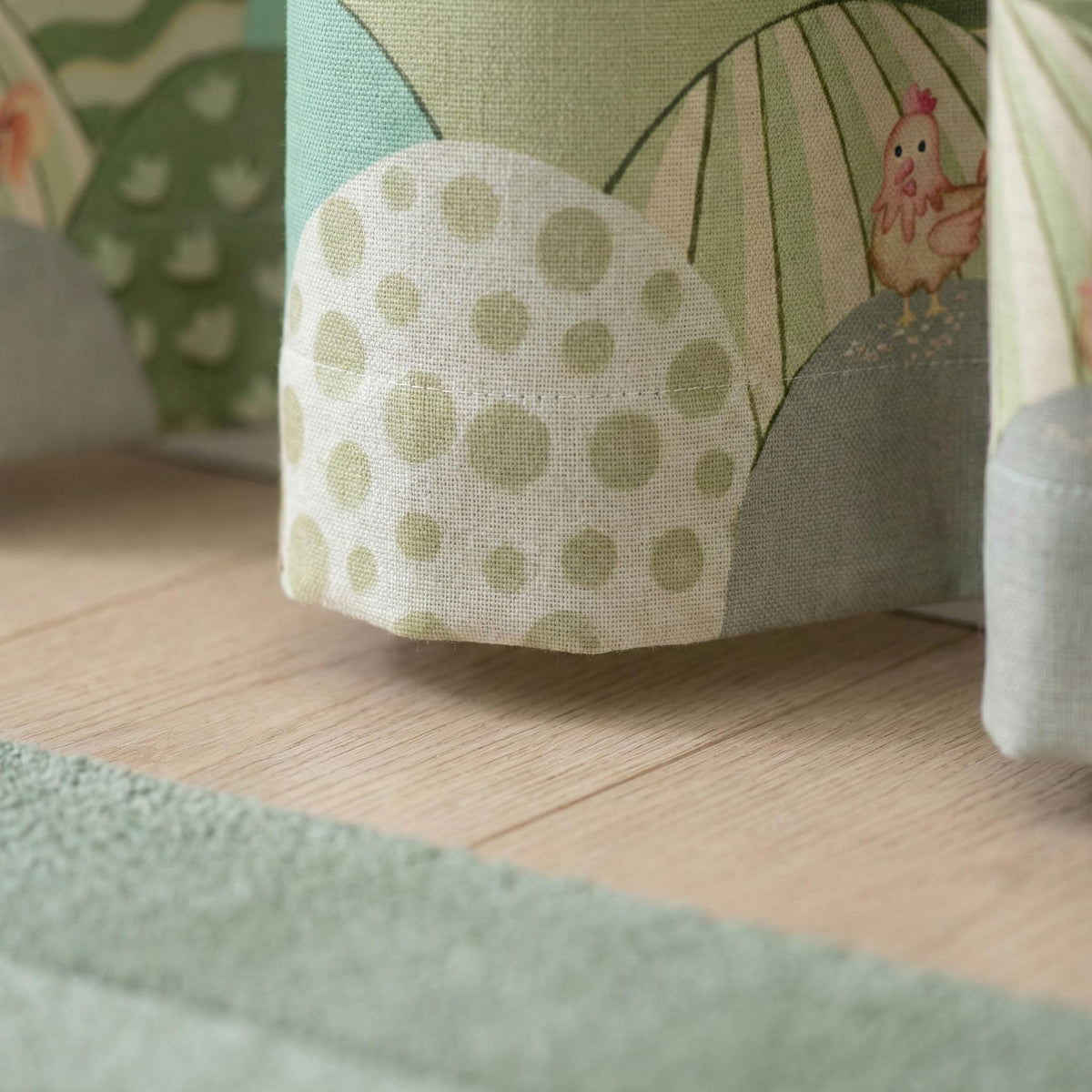Farm Animal Curtains: Sage & Aqua Hills on Organic Linen — image 2