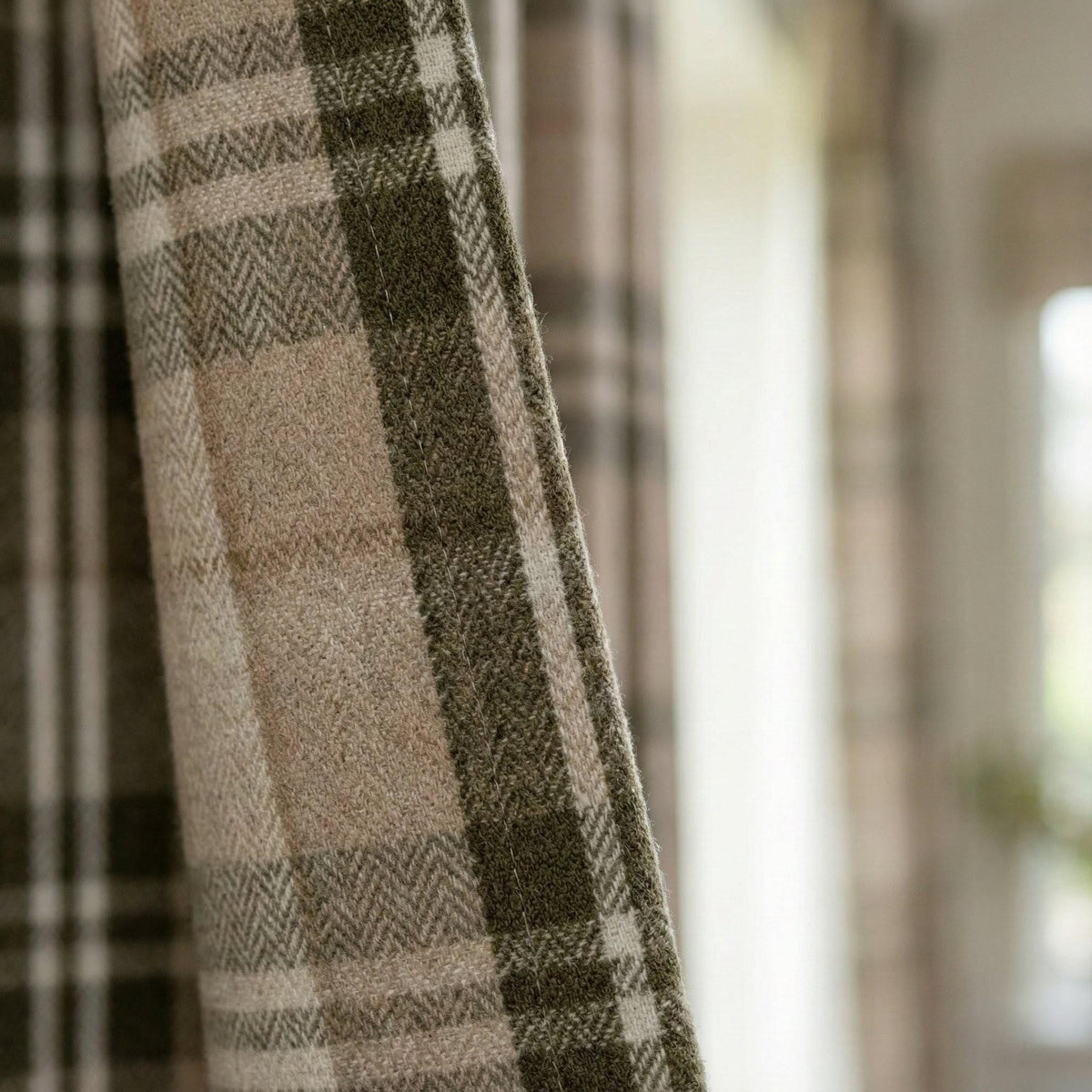Farmhouse Linen Curtains, Plaid Beige & Olive (Blackout or Cotton Liner) — image 9