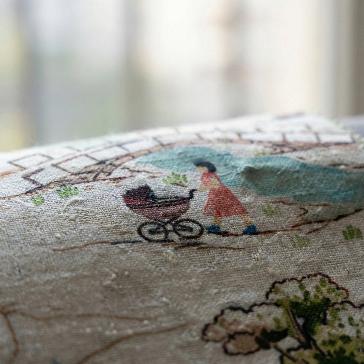 Storybook Park Silk Linen Nursery Curtains, Watercolor Map Drapes — image 3