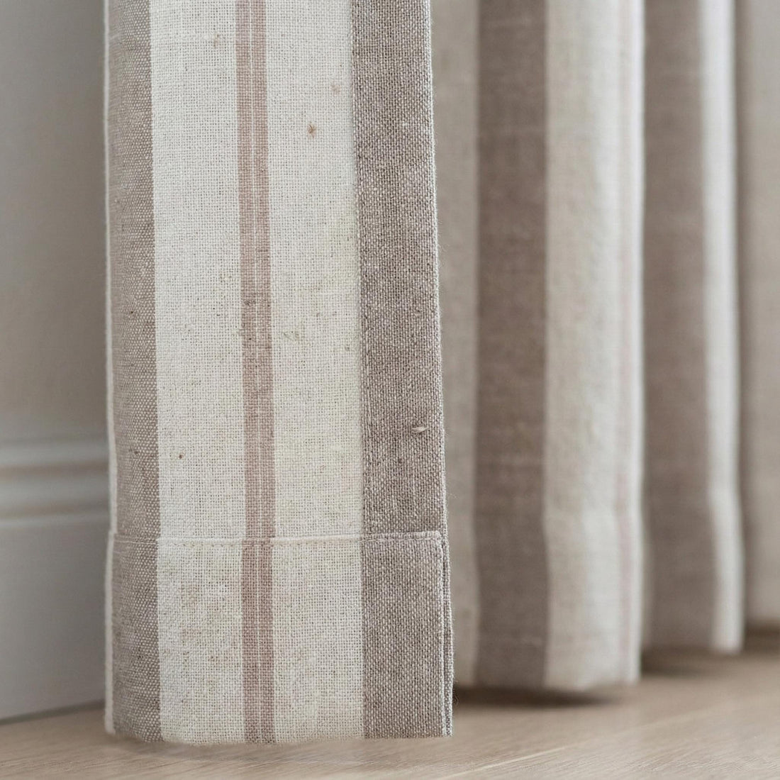 Farmhouse Stripe Curtains: Organic Linen, Custom Size - Blackout or Cotton Liner — image 1