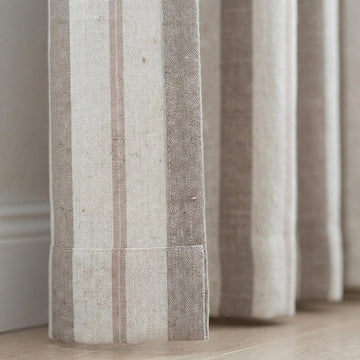 Farmhouse Stripe Curtains: Organic Linen, Custom Size - Blackout or Cotton Liner — image 1