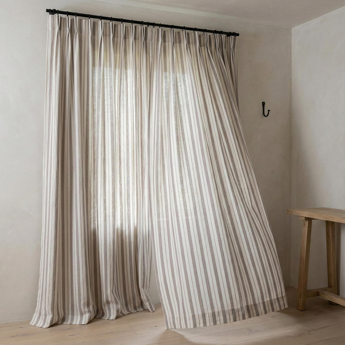 Farmhouse Stripe Curtains: Organic Linen, Custom Size - Blackout or Cotton Liner — image 6