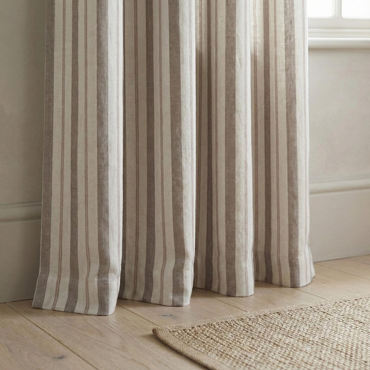 Farmhouse Stripe Curtains: Organic Linen, Custom Size - Blackout or Cotton Liner — image 4