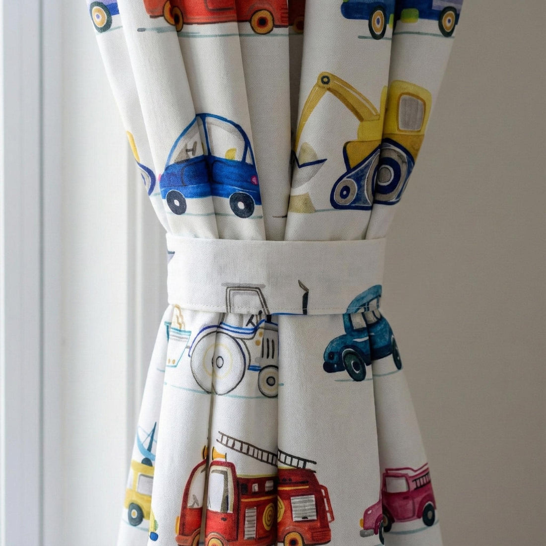 Kids Curtains: Organic Linen Blackout - Cars & Trucks Design — image 1