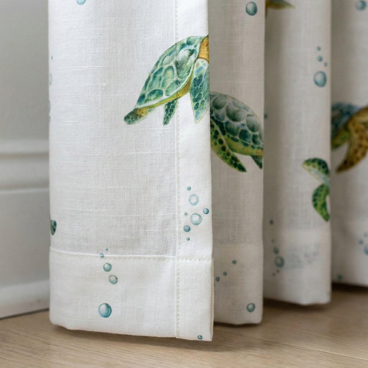 Nursery Curtains, Organic Linen Sea Turtle Print (Blackout or Light-Filtering) — image 4