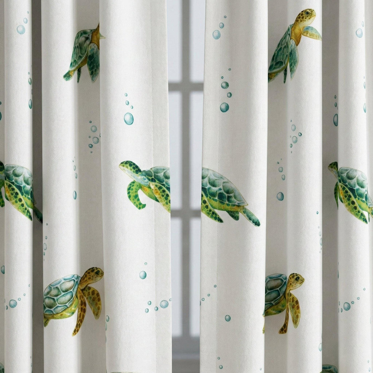 Nursery Curtains, Organic Linen Sea Turtle Print (Blackout or Light-Filtering) — image 2