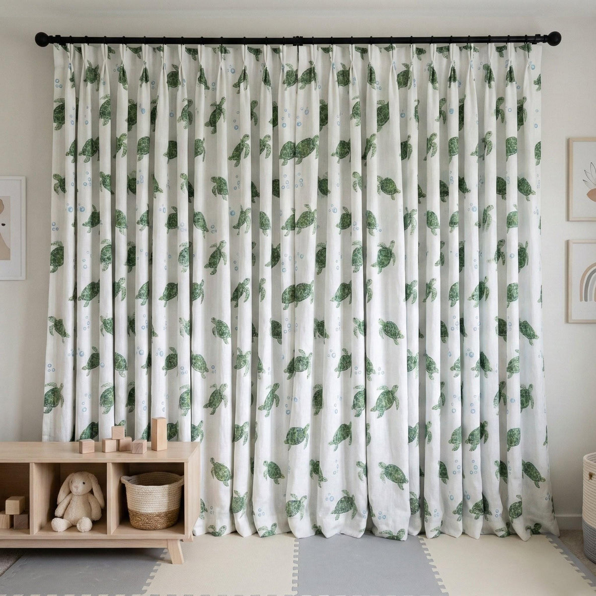 Nursery Curtains, Organic Linen Sea Turtle Print (Blackout or Light-Filtering) — image 7