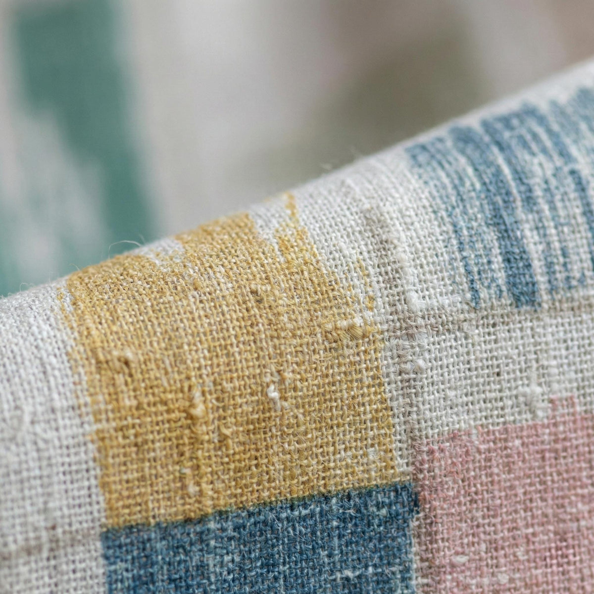 White Linen Sheer Curtains, Brushstroke Patchwork Print, Nursery Decor — image 6