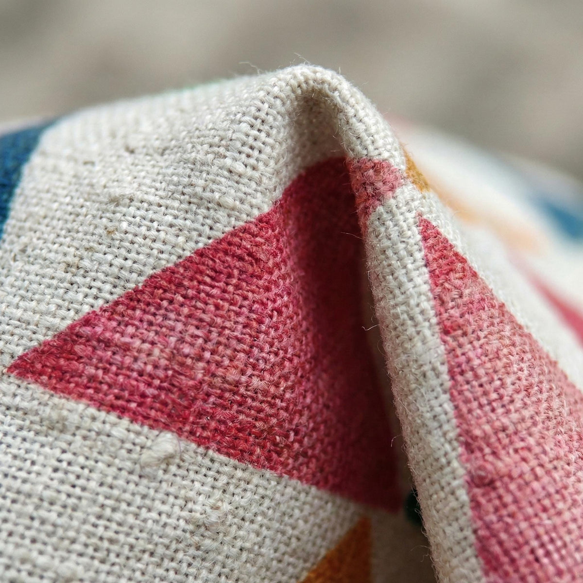 Watercolor Triangle Linen Curtain, Cream Nursery Drapes, Custom Size — image 7
