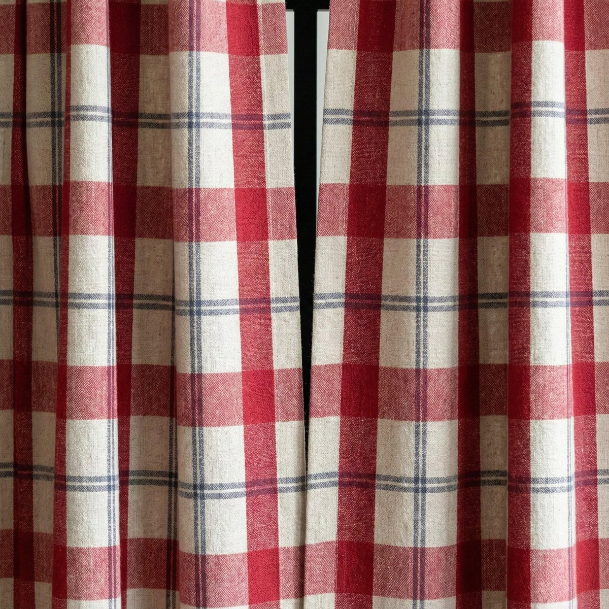 Organic Linen Curtains: Red Buffalo Check, Blackout Lined — image 8