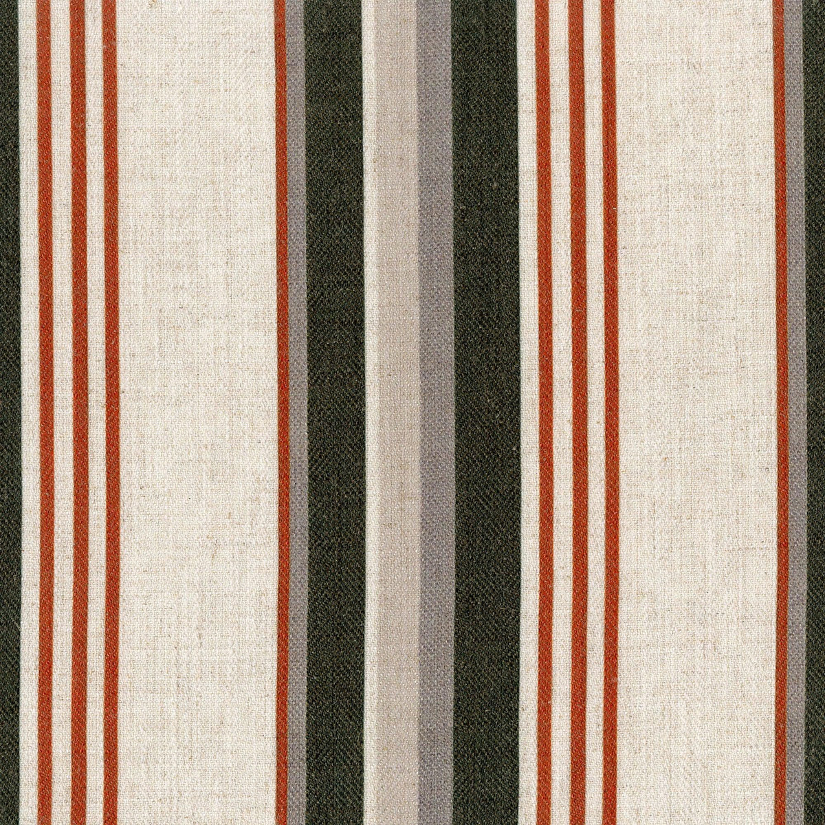 Organic Linen Farmhouse Curtains - Oatmeal Base with Olive and Rust Stripes — image 10
