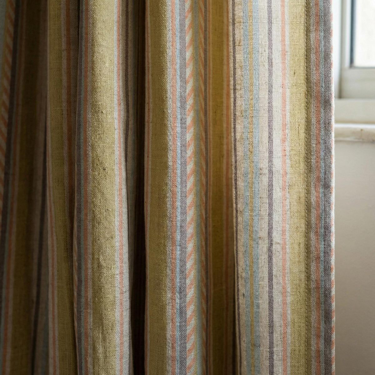 Pastel Stripe Linen Curtains, Oatmeal Nursery Drapes, Cotton or Blackout Liner — image 8