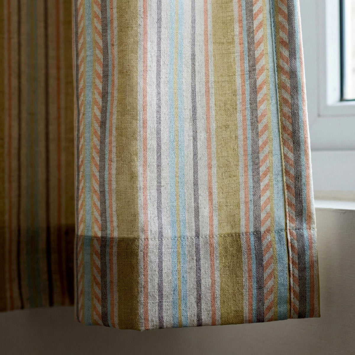 Pastel Stripe Linen Curtains, Oatmeal Nursery Drapes, Cotton or Blackout Liner — image 5