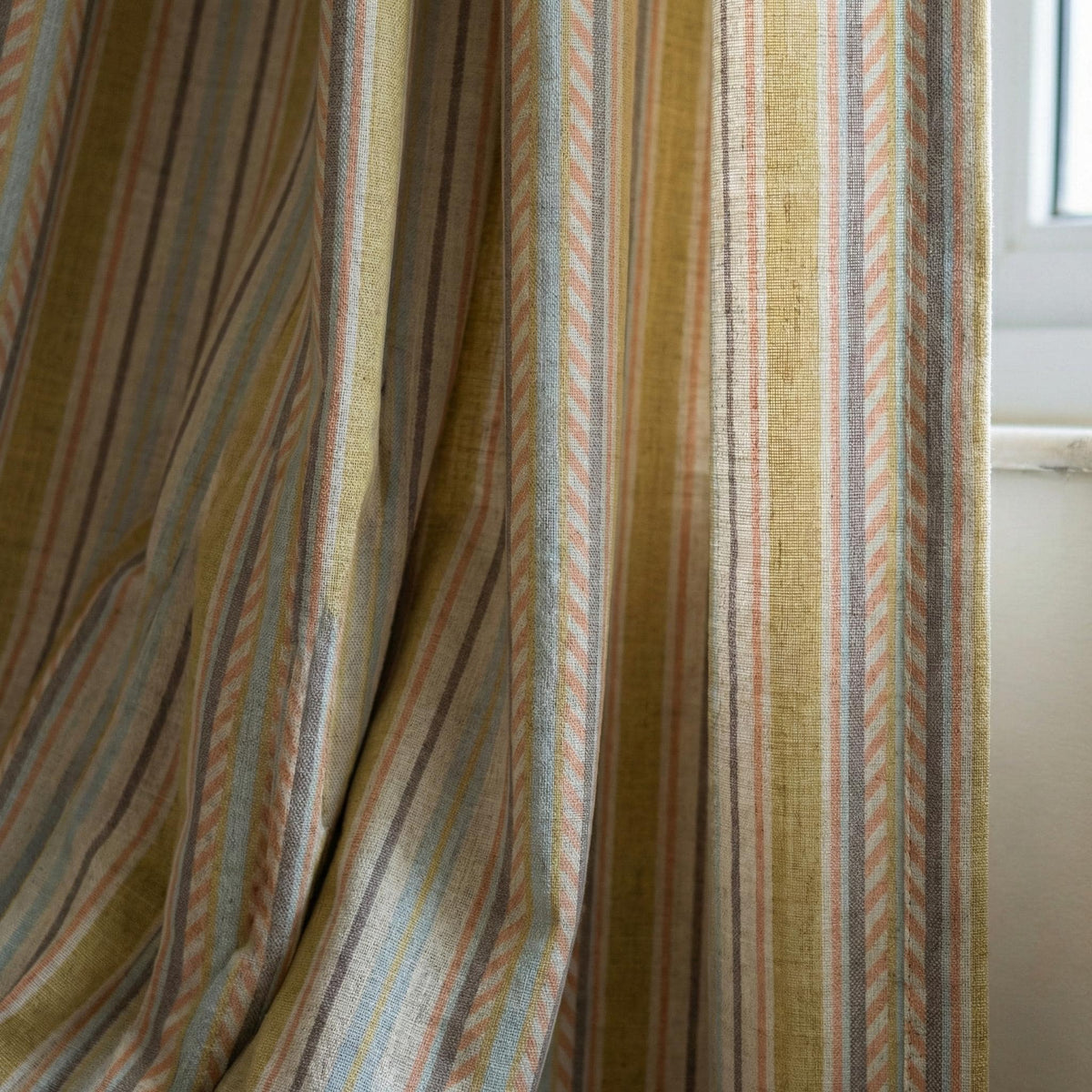 Pastel Stripe Linen Curtains, Oatmeal Nursery Drapes, Cotton or Blackout Liner — image 1