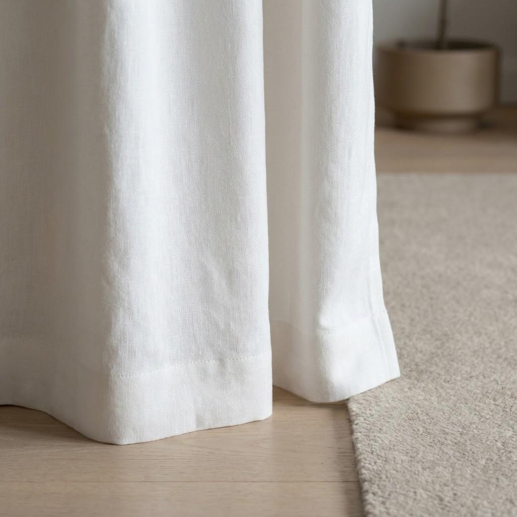 Organic White Linen Curtain Panel: Blackout or Light-Filtering Liner — image 10