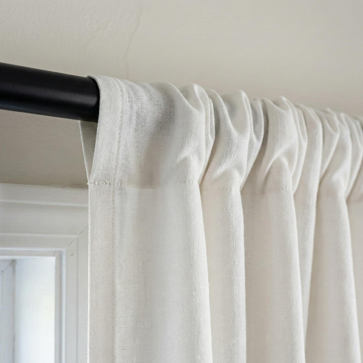 Organic White Linen Curtain Panel: Blackout or Light-Filtering Liner — image 4
