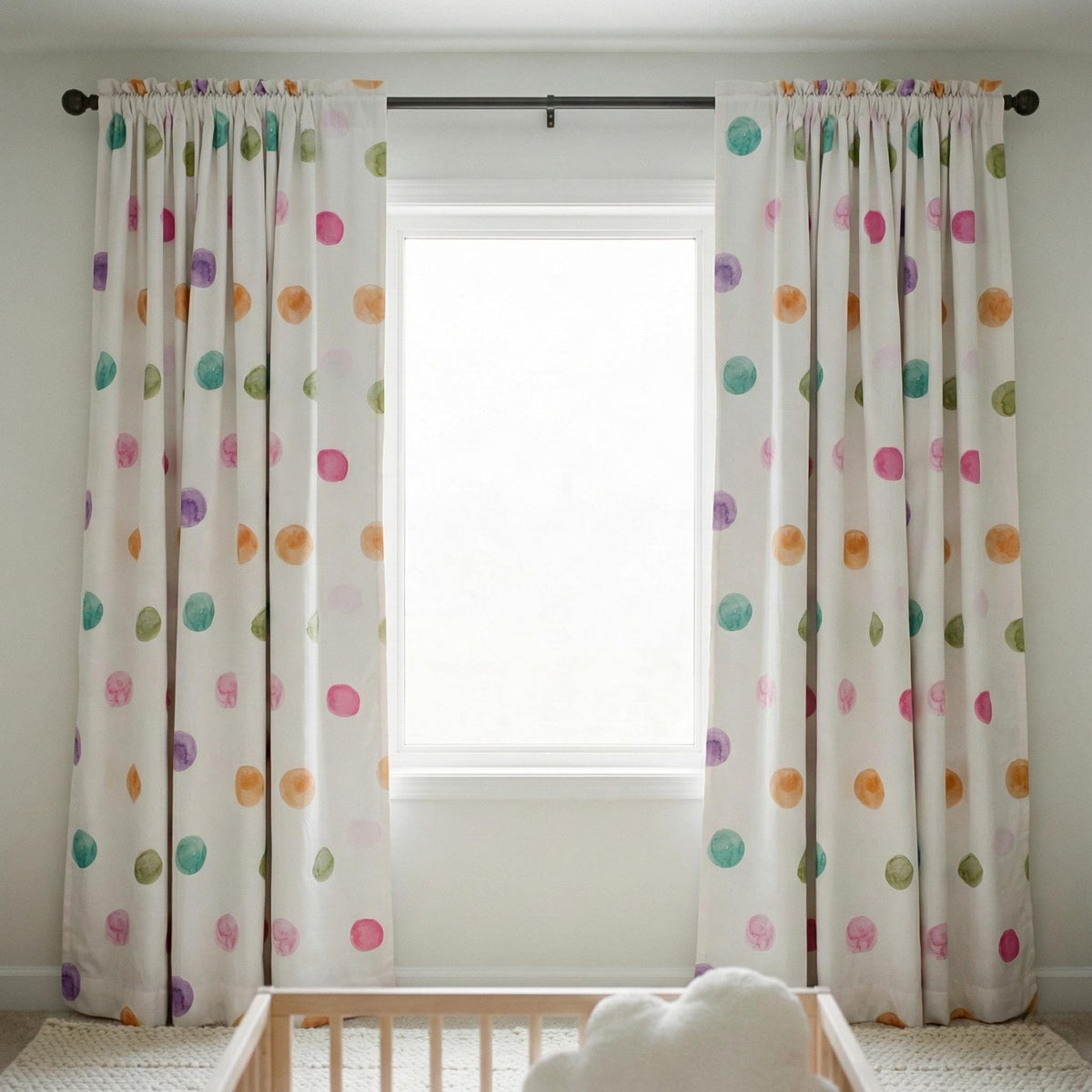 Pastel Polka Dot Curtains: Organic Linen Nursery Drapes (Custom Sizes) — image 8