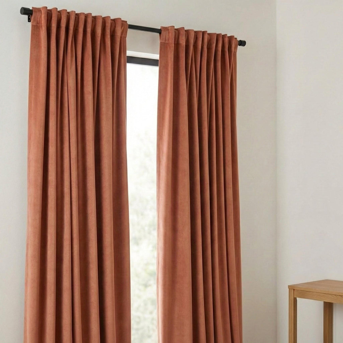 Terracotta Velvet Curtains, 100% Blackout Option, Custom Size — image 8