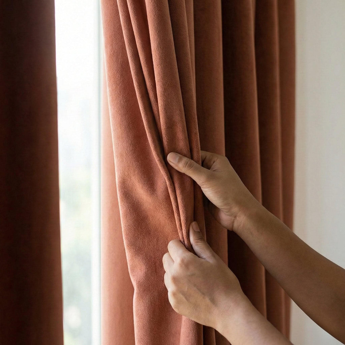 Terracotta Velvet Curtains, 100% Blackout Option, Custom Size — image 9